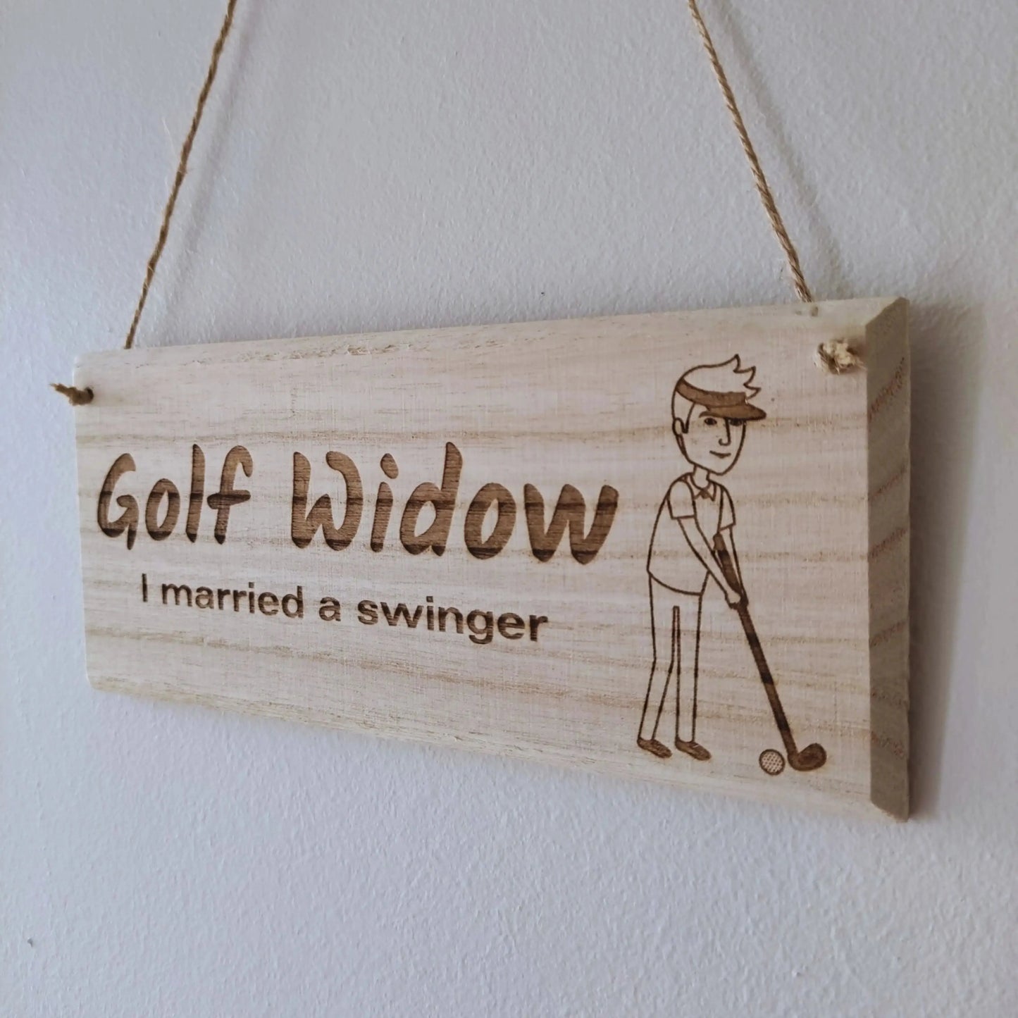 Wooden Golf Hanging Sign | I Married A Swinger