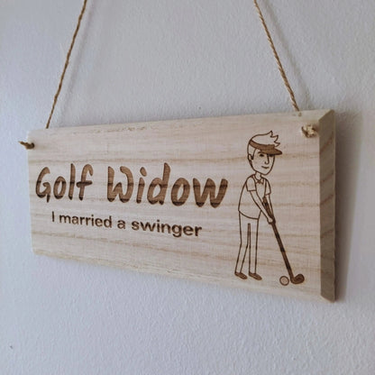 Wooden Golf Hanging Sign | I Married A Swinger