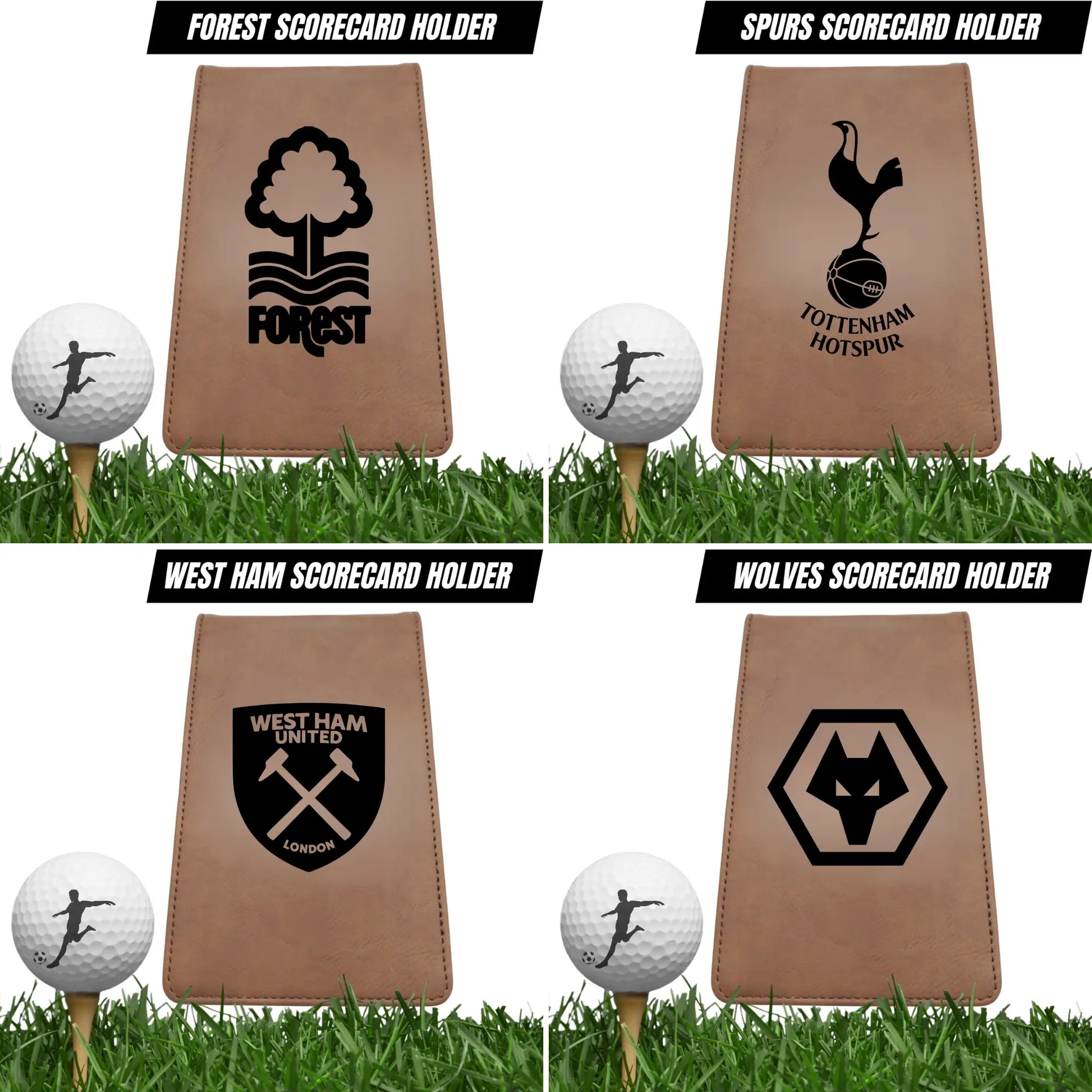 Football Team Scorecard Holders Golf with Matching Pencil