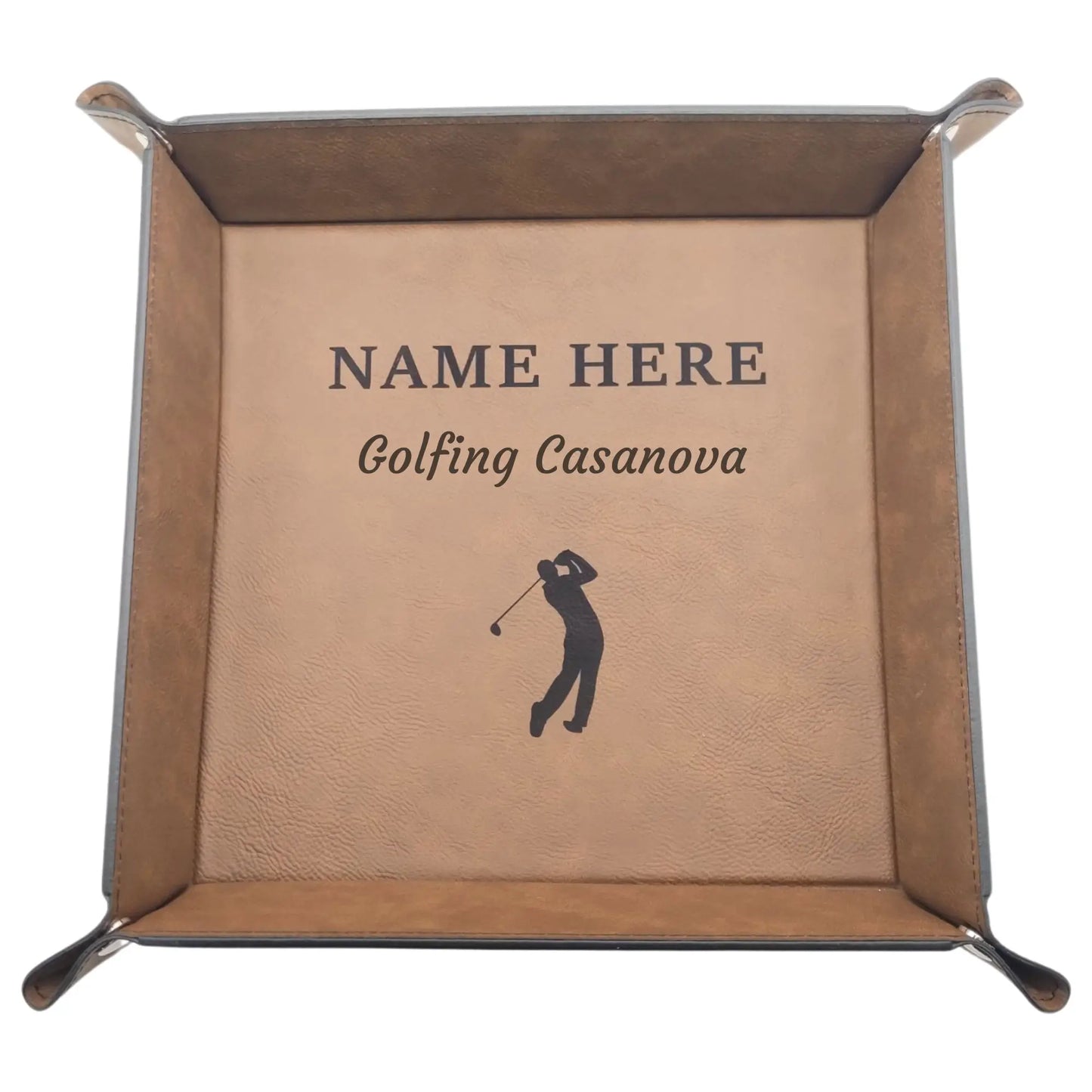 Personalised Leather Golf Tray | Catch-All for Balls, Tees, Glove