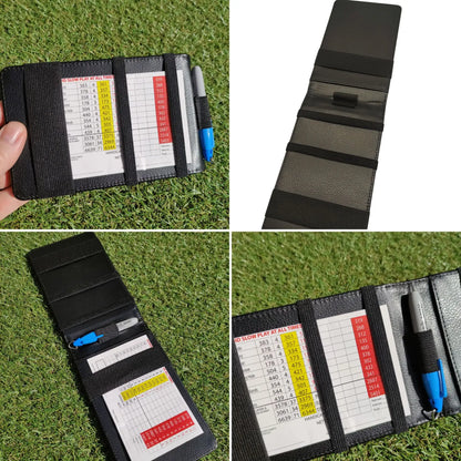 Personalised Golf Scorecard Holder | Pink PU Leather with Black Engraving and Matching Pencil - Golf Gifts Direct