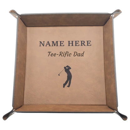 Personalised Leather Golf Tray | Catch-All for Balls, Tees, Glove