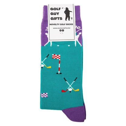 Golf Presents for Dad | Novelty Golf Socks for Men | Greatest Dad by Par - Purple Par Edition - Golf Gifts Direct